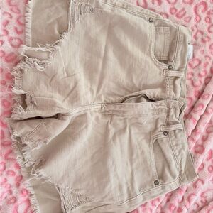 American Eagle Outfitters Tan Frayed Jean Shorts